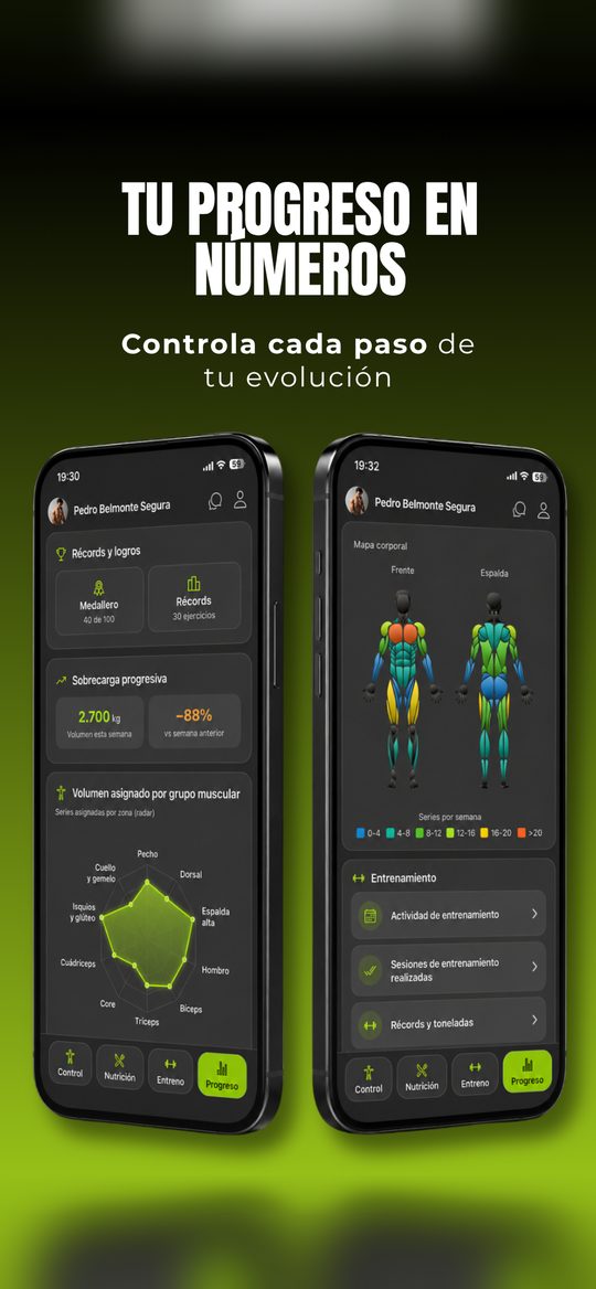 Tu progreso en números: volumen, mapa corporal y evolución